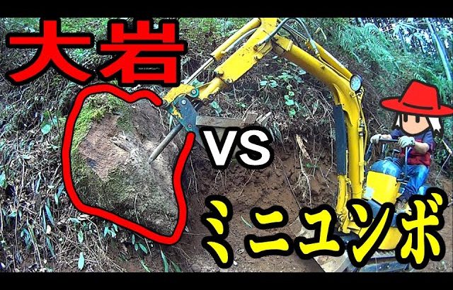 【キャンプ地開拓】大岩 vs 超ミニユンボ 【購入山林】