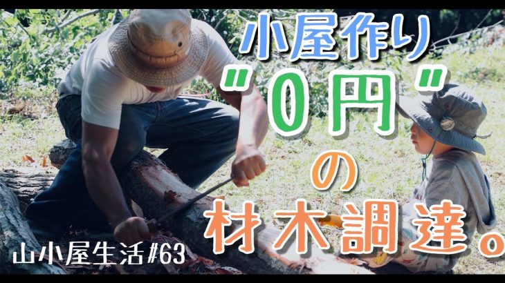 山小屋生活#63 小屋作り”０円”で材木調達　Lumber procurement for free