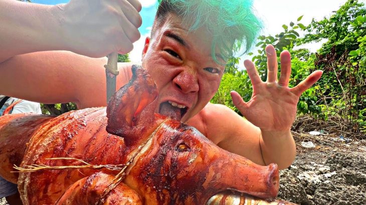 【閲覧注意】無人島に生息してる豚を捕獲して丸焼きにして食べてみた