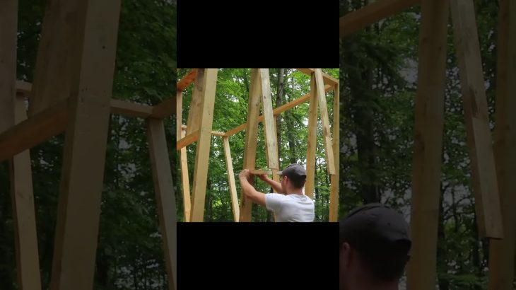 Building a wooden cabin house offgrid #building  #outdoors  #adventure  #videoviral #woodwork🪵