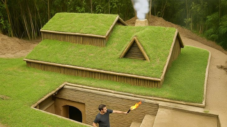 I spent 45 days building a warm and comfortable bushcraft house for underground survival