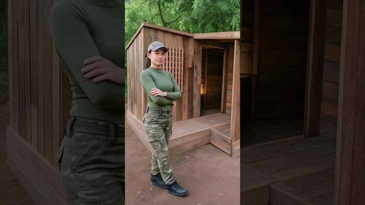 She Built a Modern Wooden Cabin Alone | 100 days chalange #bushcraft #survival