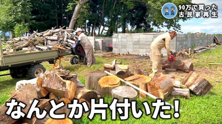 【敷地整備】高速薪割り機vs大量の原木【古民家再生342】
