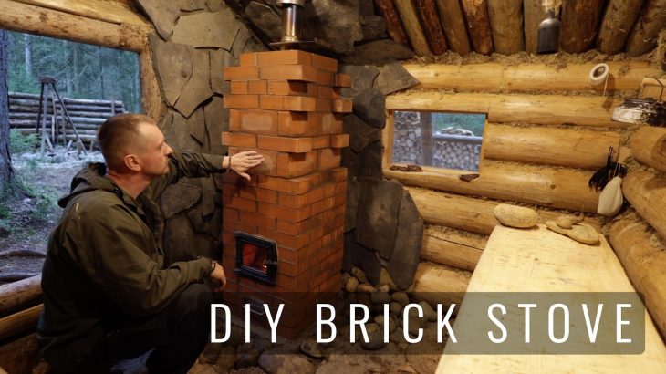 DIY the Smallest BRICK STOVE in my Bushcraft FOREST HUT – Baked Chicken – Coffee with OutIn Nano