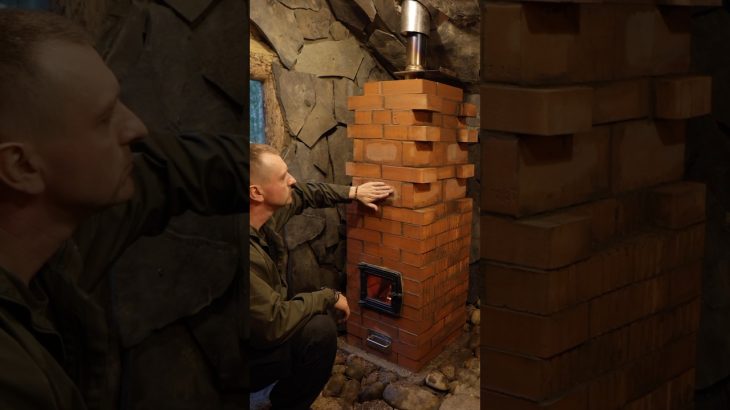 DIY the Smallest BRICK STOVE in my Bushcraft FOREST HUT #diy