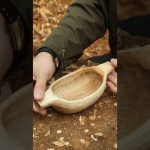 Carving birch bowl near my bushcraft hut 🛖🌲 #diy