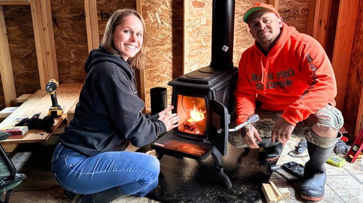 IT’S Getting HOT in the OFF GRID FOREST CABIN | Installing the US 900 Sq Ft Log Wood Stove & Chimney